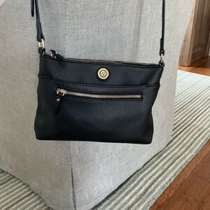 Anne Klein Black Crossbody Bag with Gold Accents